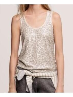 J CREW silver sequin scoop neck tank top sz L